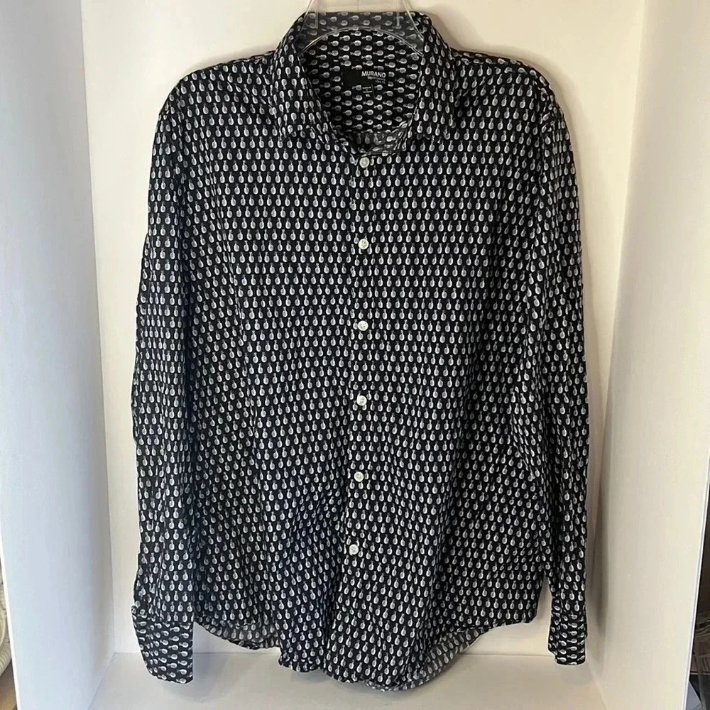 Murano, Mens Size XL, SlimFit, 100 % Cotton, Long Sleeve, Button Up Shirt